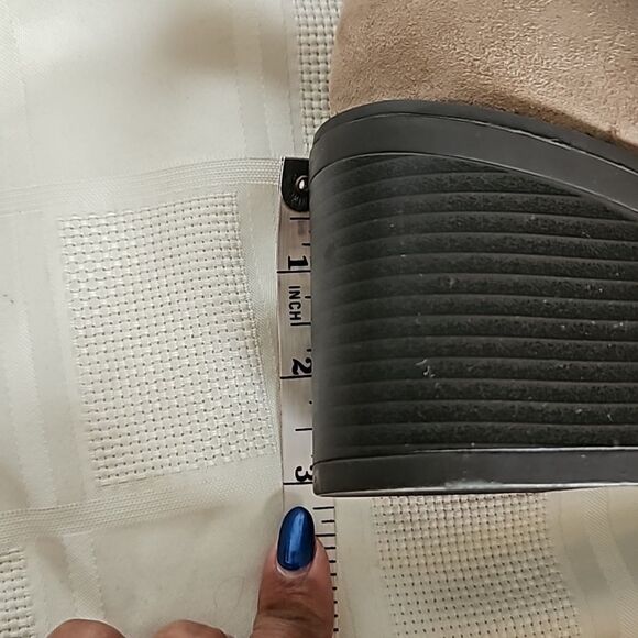 Just Fab Asher Sherpa-Lined Lace-Up Heel Boots Taupe 8.5 - Picture 6 of 16